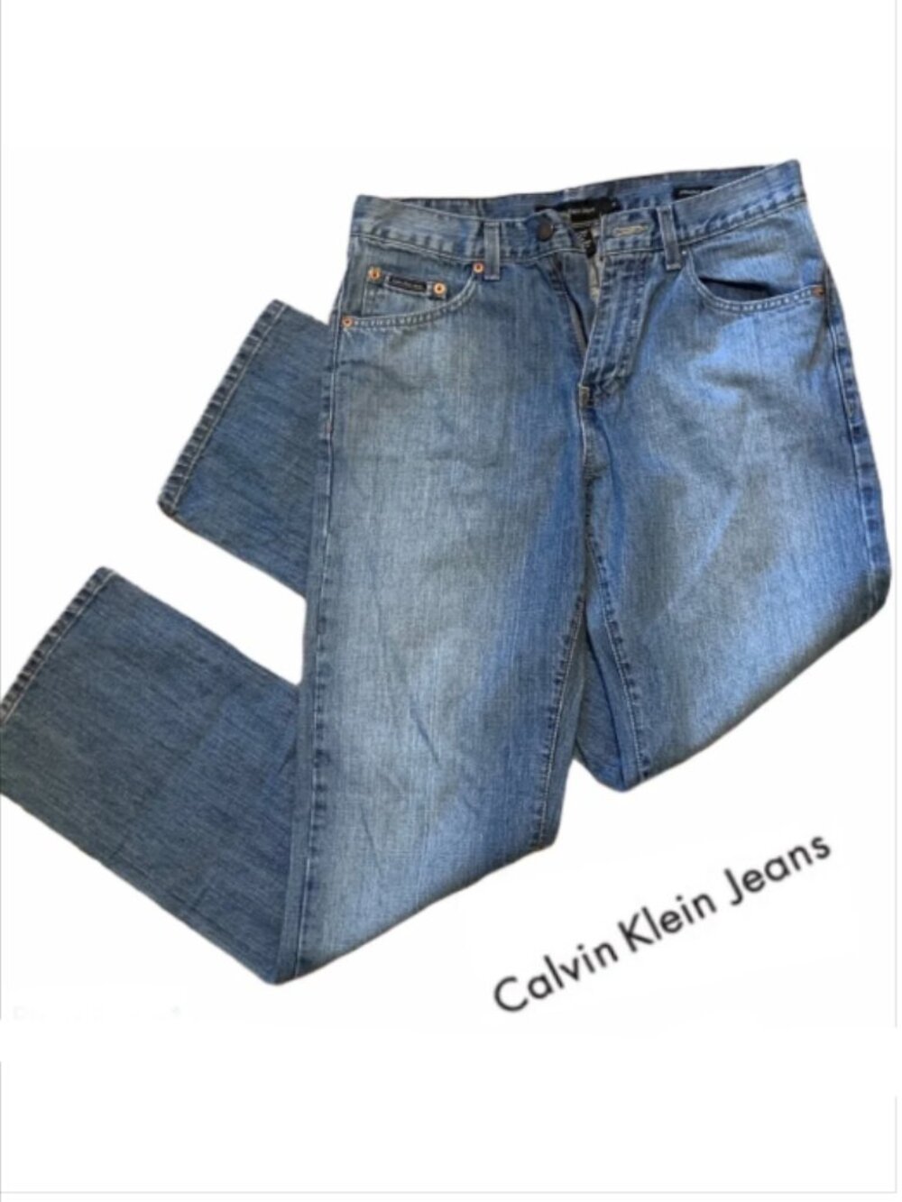 Calvin Klein Jeans High Waist Straight Leg Jeans 30 Vintage 90s Rigid Light Wash